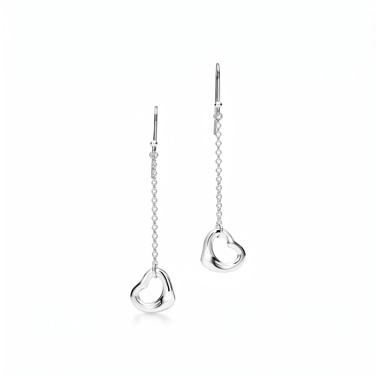 Elsa Peretti Open Heart Chain Drop Earrings