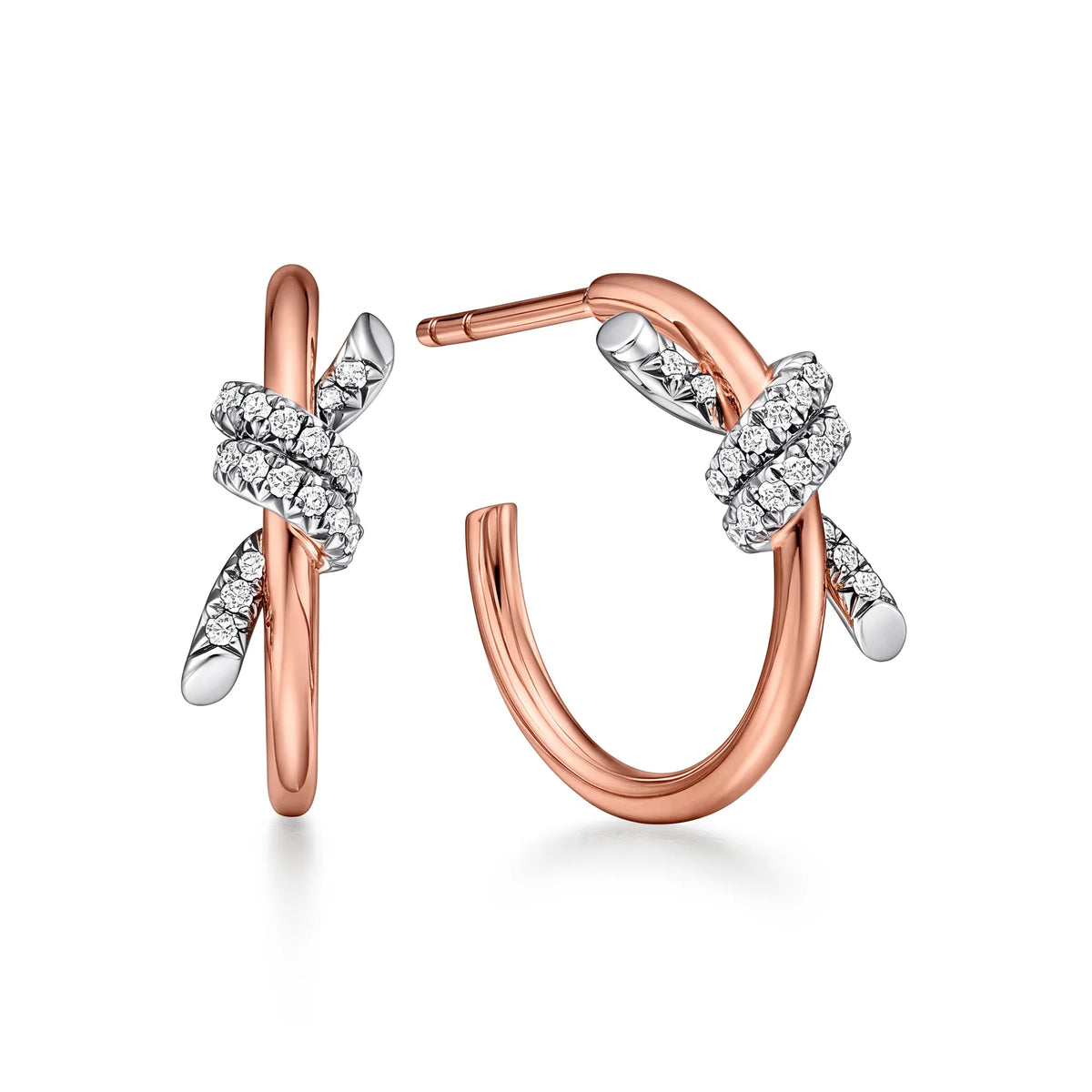Knot Paved Hoop Earrings