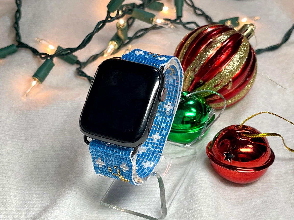 Blue Celestial Seed Bead Apple Watch Band
