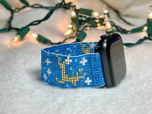 Blue Celestial Seed Bead Apple Watch Band
