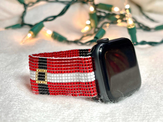 Christmas Santa Belt Seed Bead Apple Watch Band