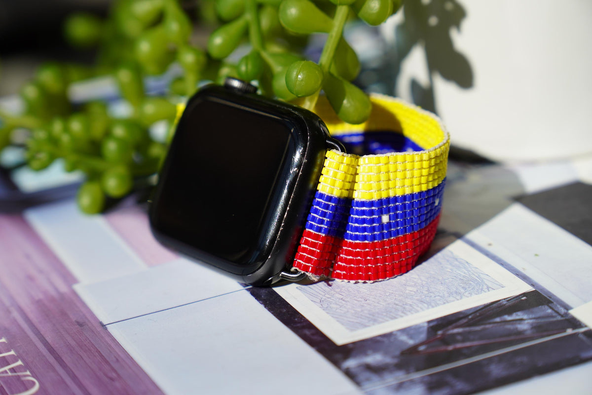 Venezuela Flag Seed Bead Watch Band Compatible with Apple Watch