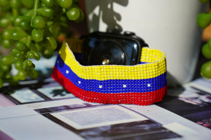 Venezuela Flag Seed Bead Watch Band Compatible with Apple Watch