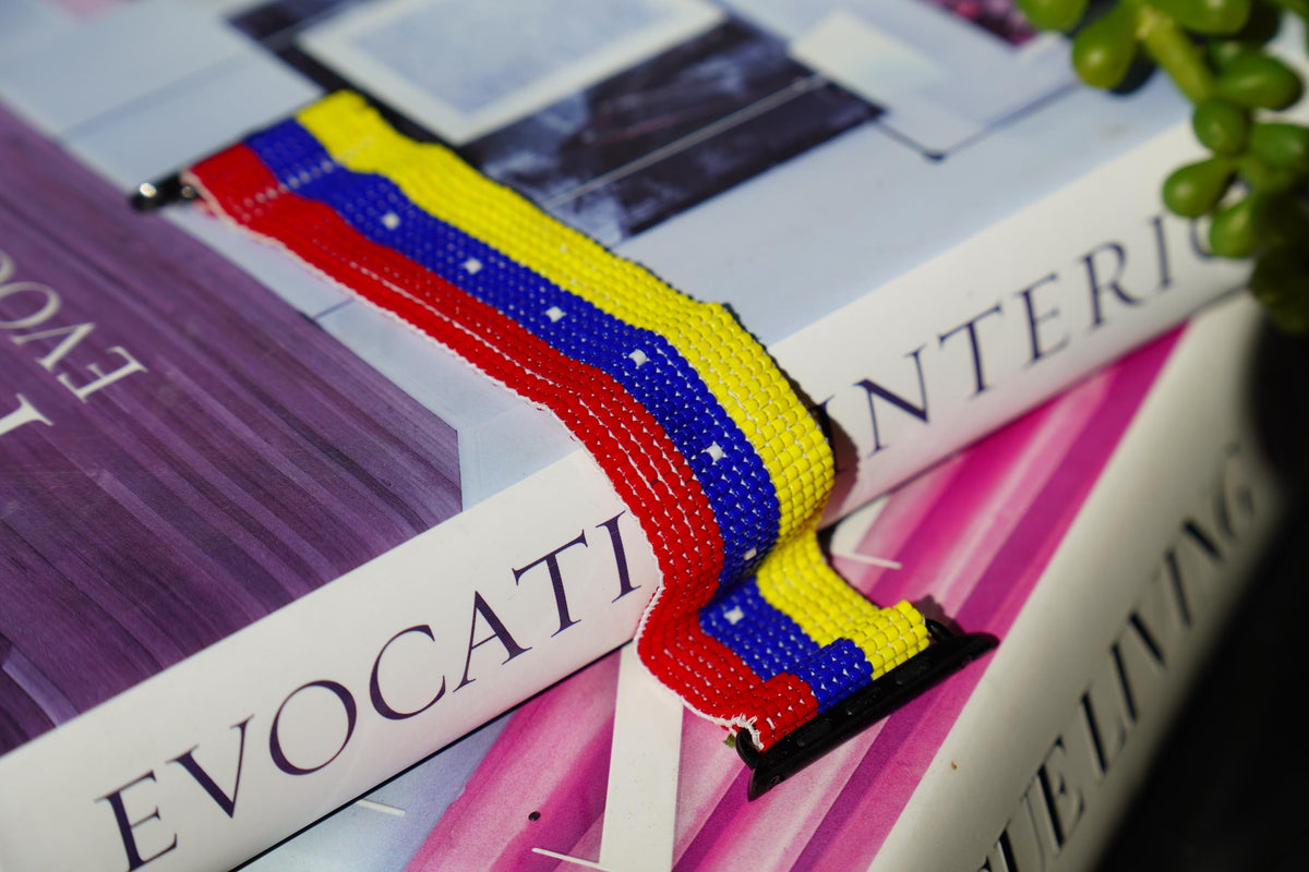 Venezuela Flag Seed Bead Watch Band Compatible with Apple Watch