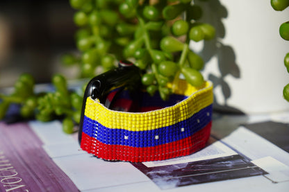Venezuela Flag Seed Bead Watch Band Compatible with Apple Watch