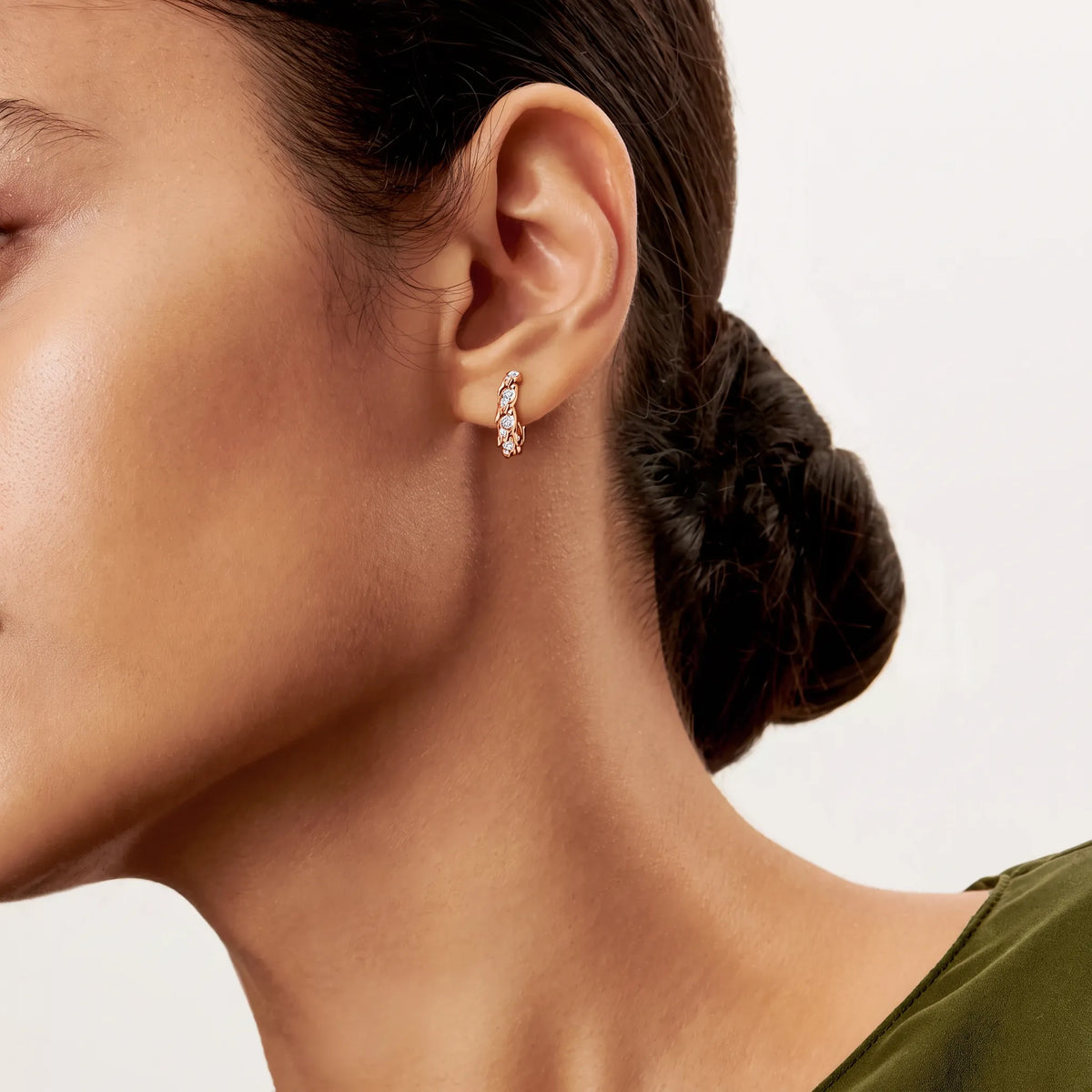 Bird Wings Pavé Hoop Earrings