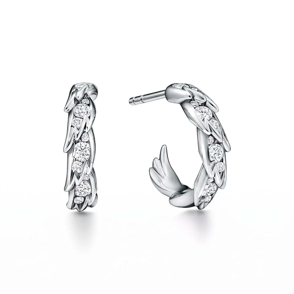 Bird Wings Pavé Hoop Earrings