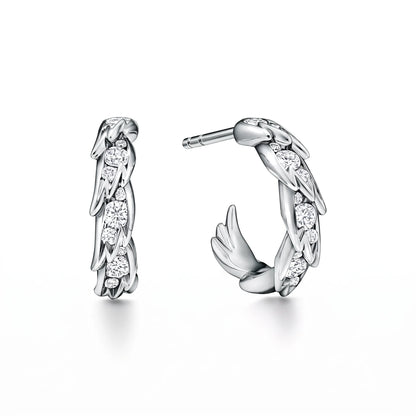 Bird Wings Pavé Hoop Earrings