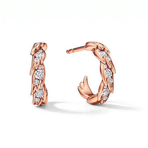 Bird Wings Pavé Hoop Earrings
