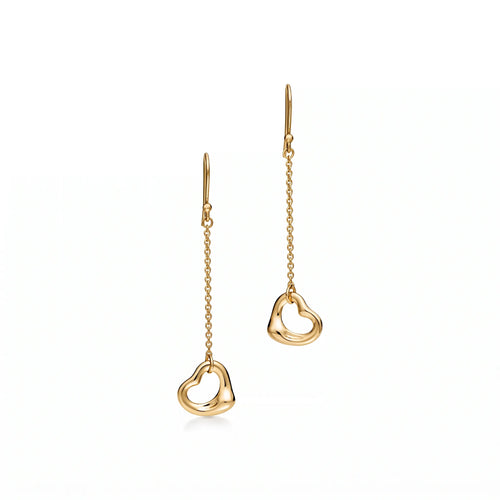 Elsa Peretti Open Heart Chain Drop Earrings
