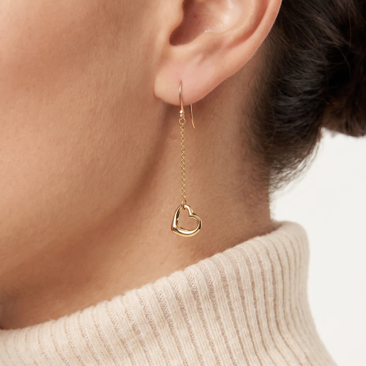 Elsa Peretti Open Heart Chain Drop Earrings