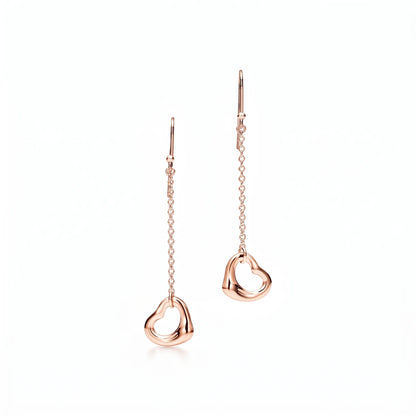 Elsa Peretti Open Heart Chain Drop Earrings