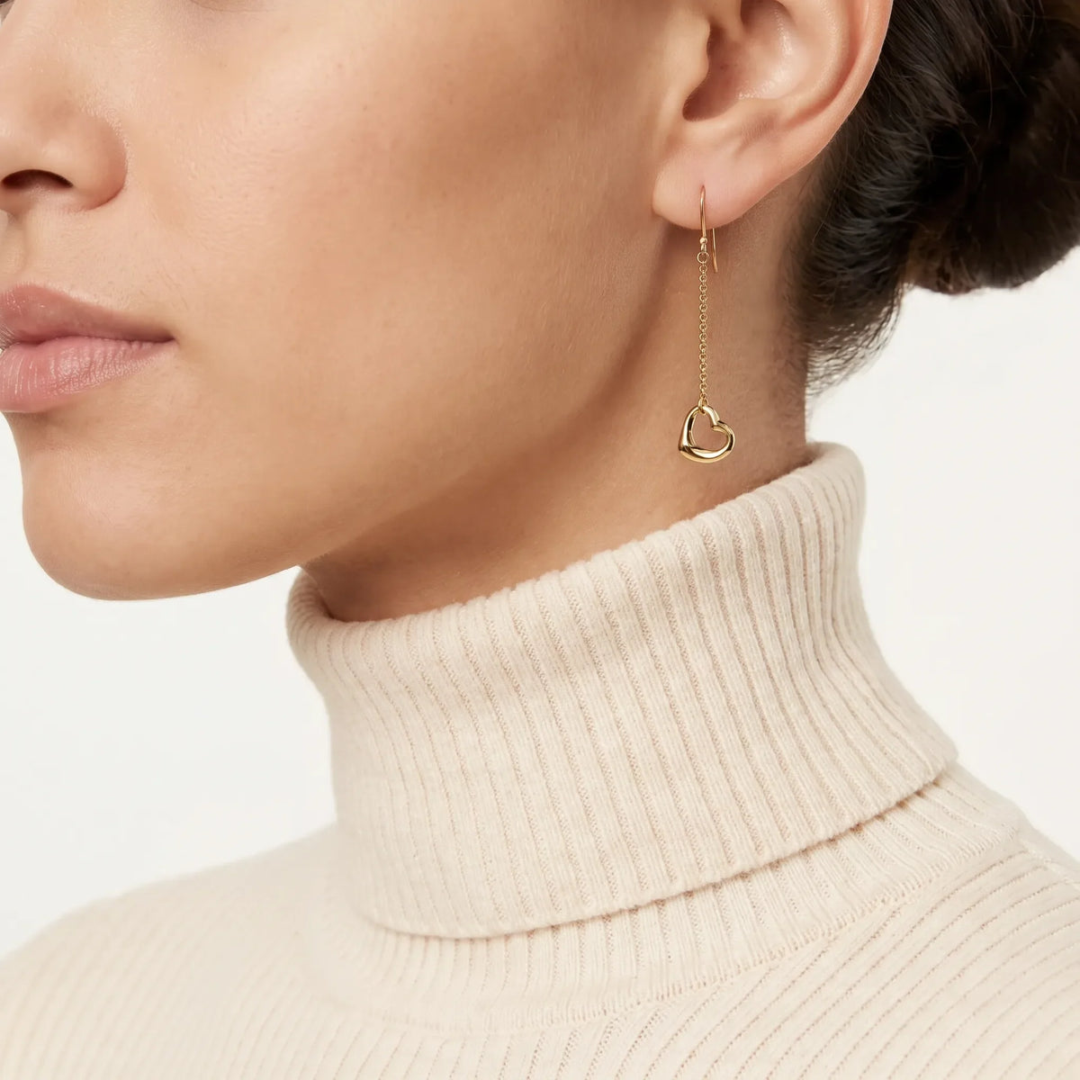 Elsa Peretti Open Heart Chain Drop Earrings
