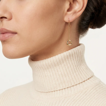 Elsa Peretti Open Heart Chain Drop Earrings