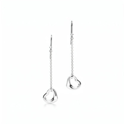 Elsa Peretti Open Heart Chain Drop Earrings