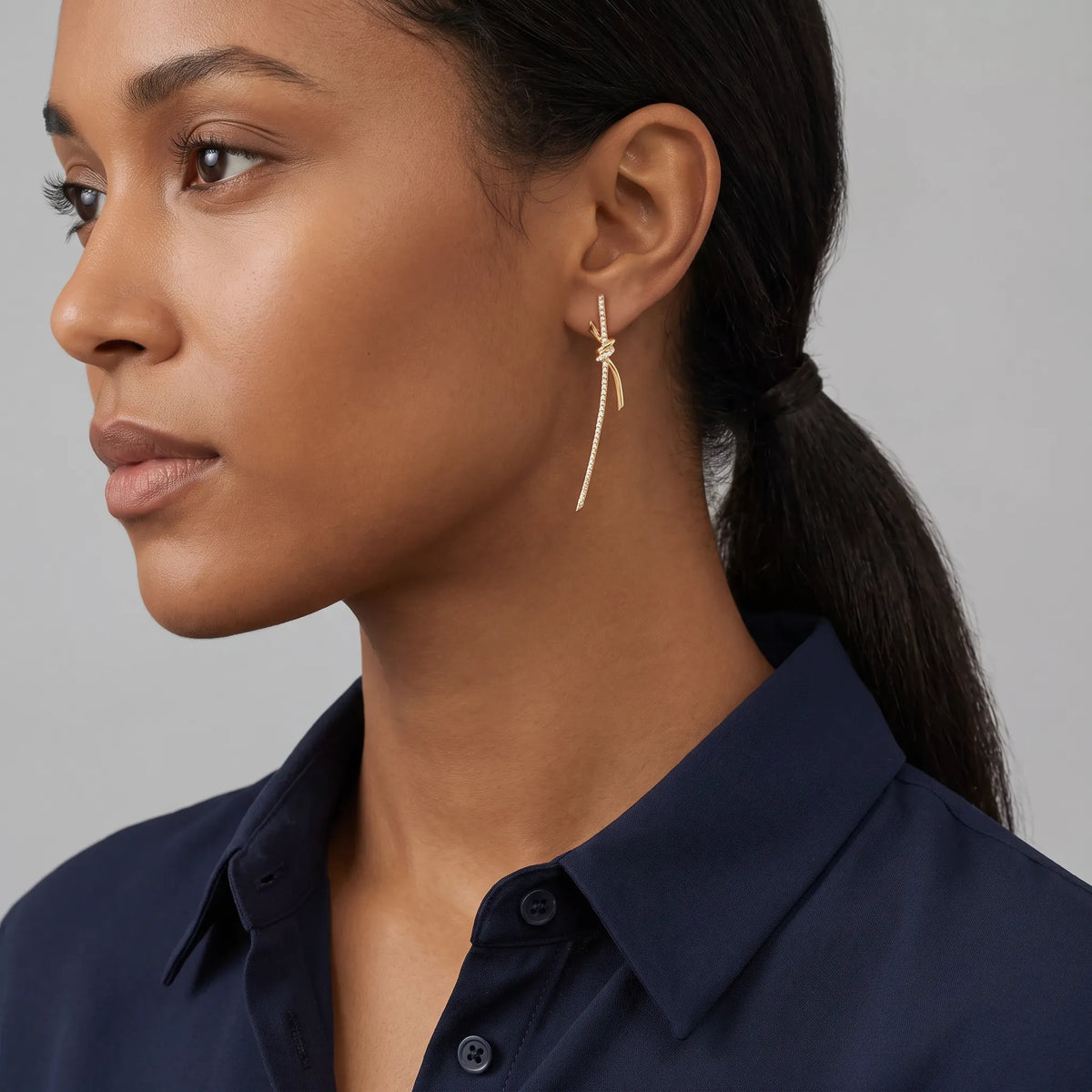 Knot Pavé Drop Earrings