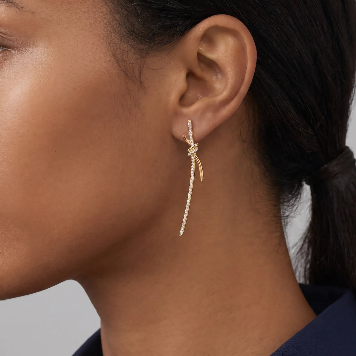 Knot Pavé Drop Earrings