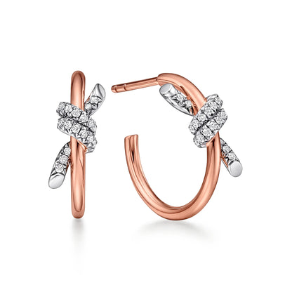 Knot Paved Hoop Earrings