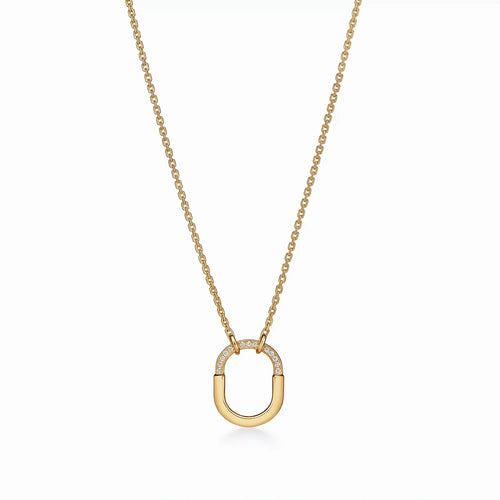 Lock Small Halo Pendant Necklace