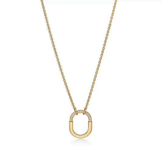 Lock Small Halo Pendant Necklace