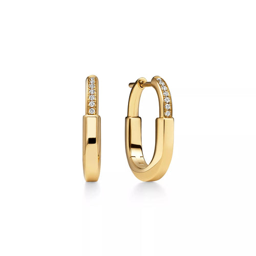 Lock Small Paved Hoop Earrings