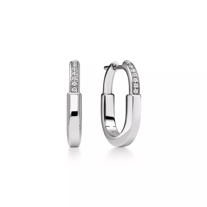 Lock Small Paved Hoop Earrings