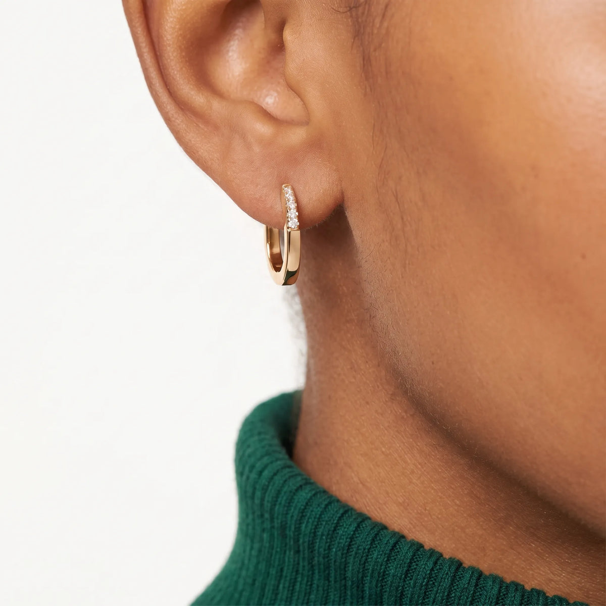Lock Small Paved Hoop Earrings