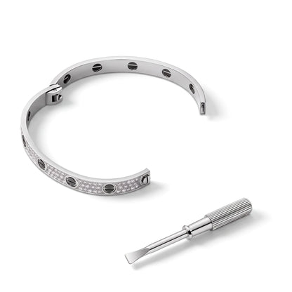 Love Ceramic Pavé Bangle Bracelet