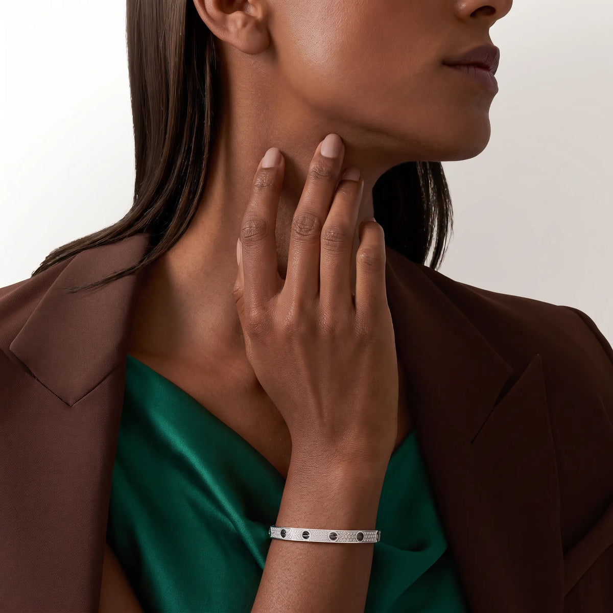 Love Ceramic Pavé Bangle Bracelet