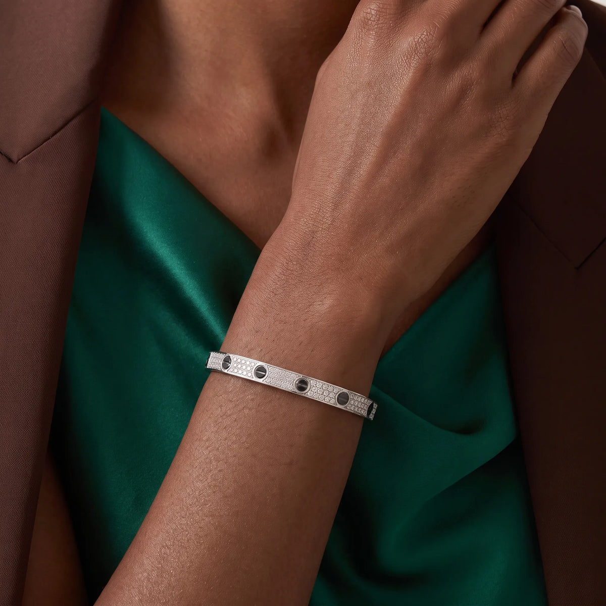 Love Ceramic Pavé Bangle Bracelet