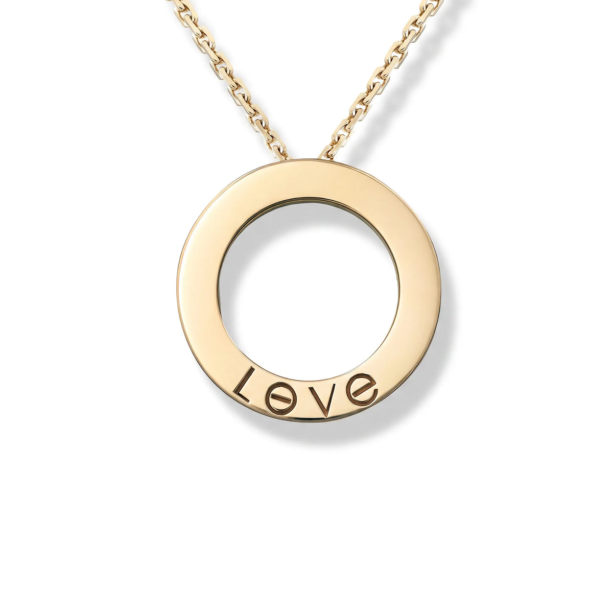 Love Paved Circle Pendant Necklace