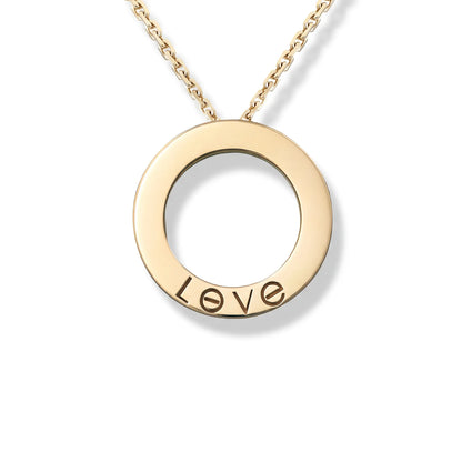 Love Paved Circle Pendant Necklace