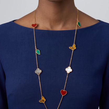 Lucky Alhambra 12 Motif Long Necklace