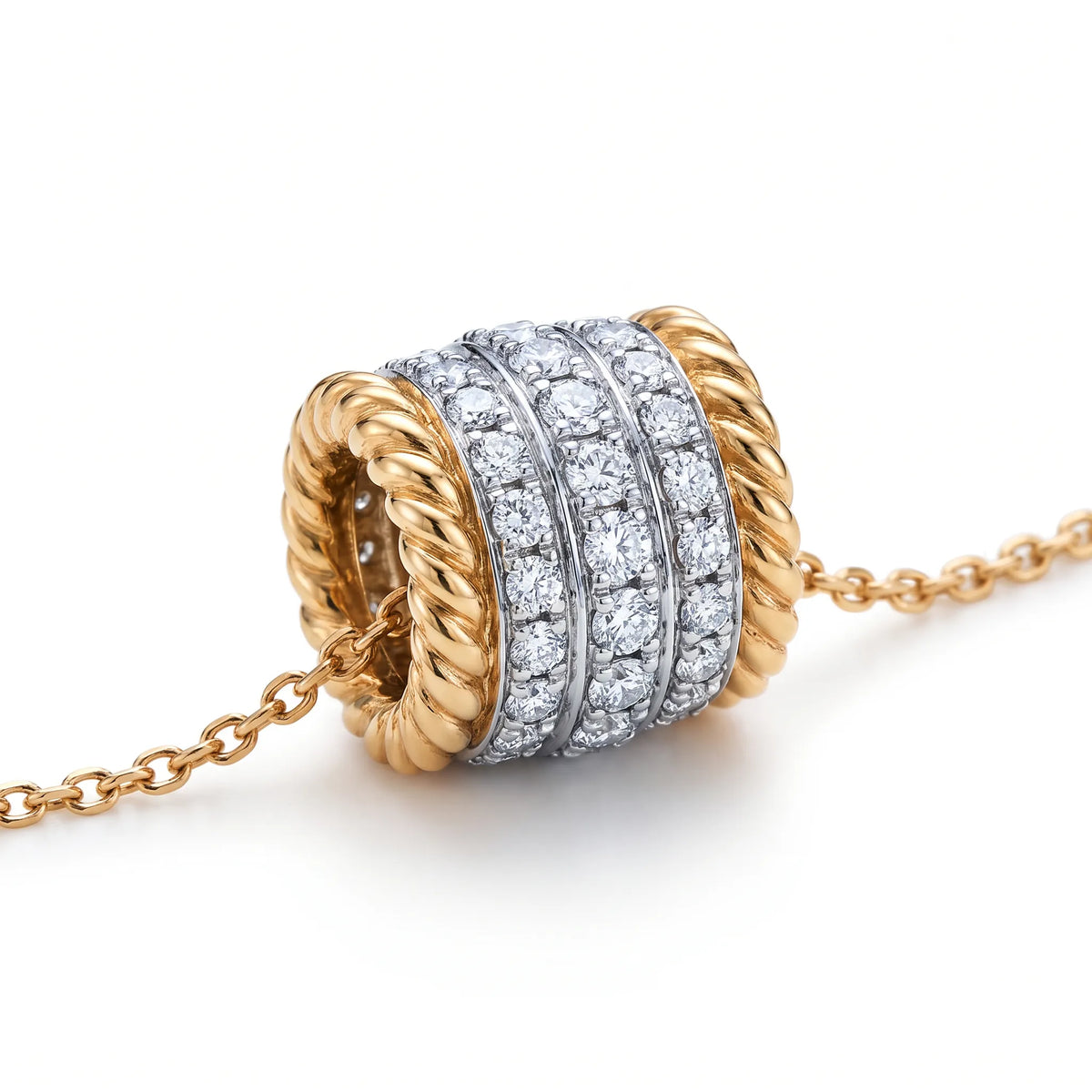 Rope Rolo Pavé Pendant Necklaces