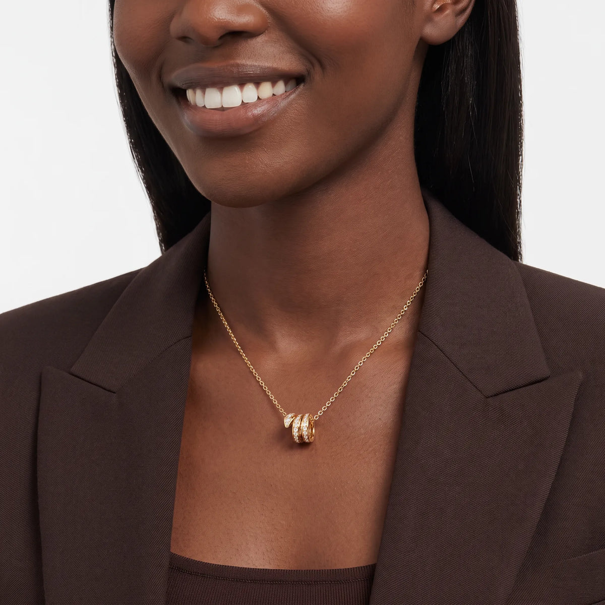 Serpenti Pave Coil Necklace