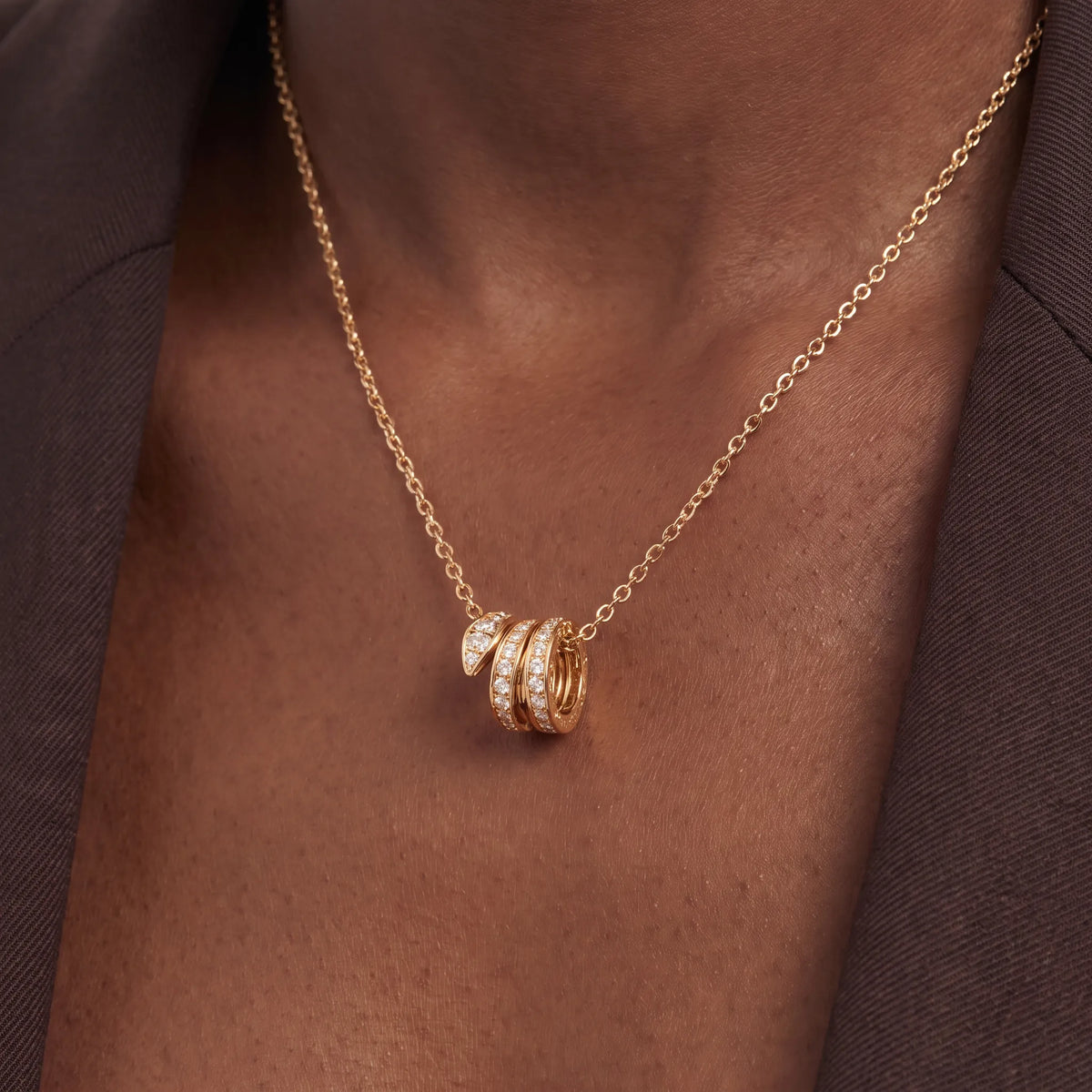 Serpenti Pave Coil Necklace