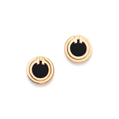 T Black Onyx Circle Earrings