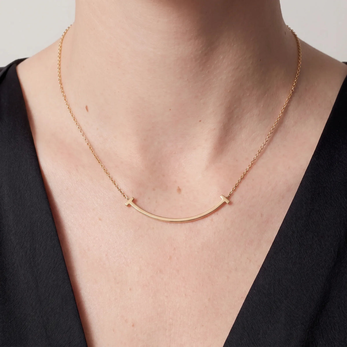 T Smile Arc Pendant Necklace