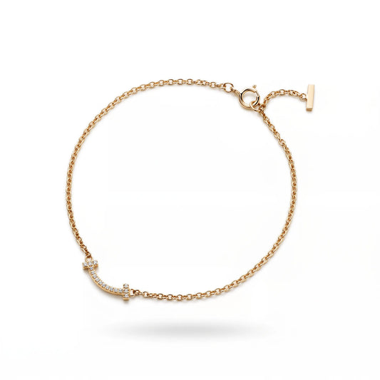 T Smile Pavé Chain Bracelet