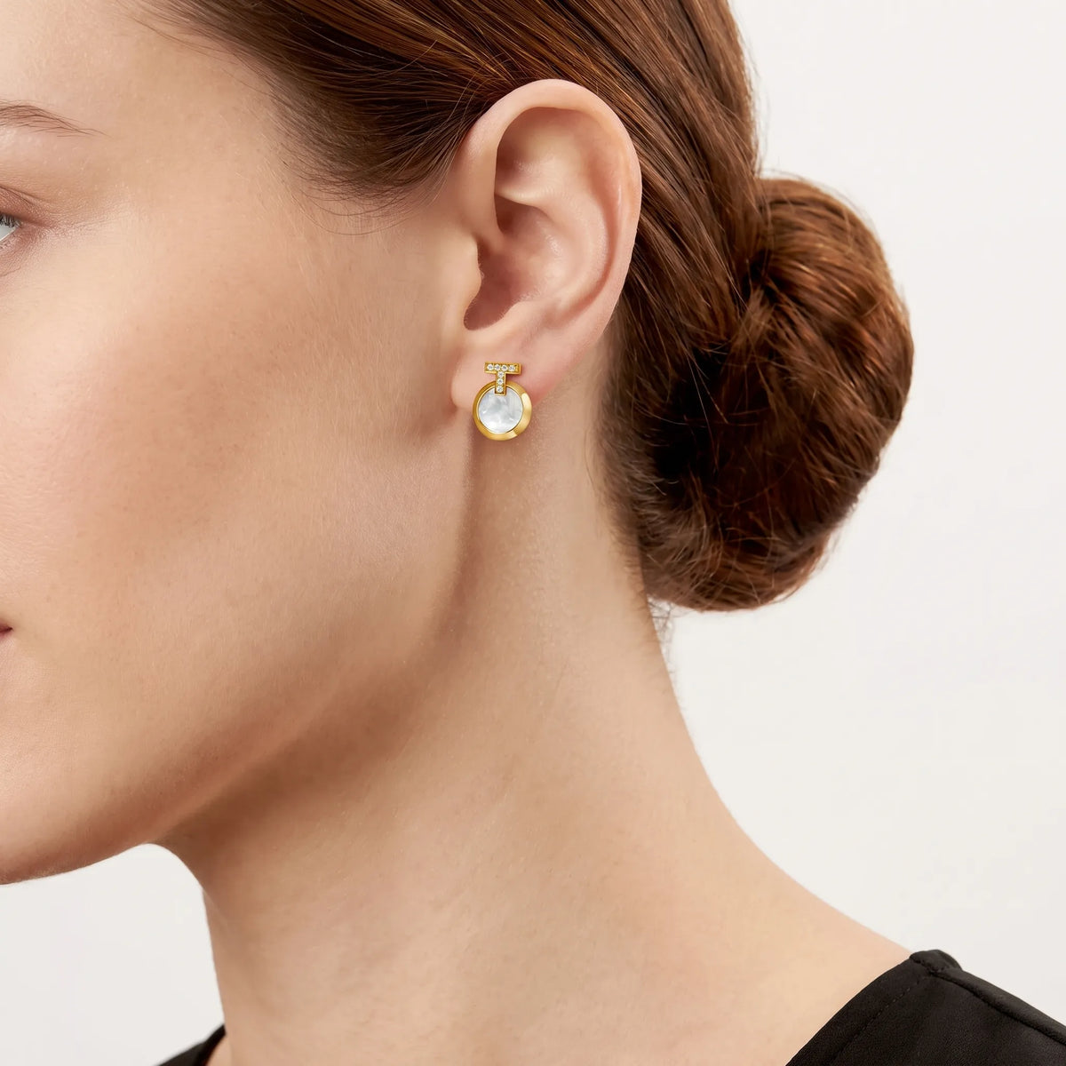T1 Paved Circle Drop Earrings