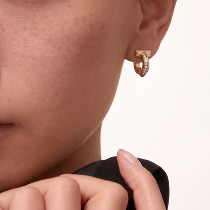T1 Paved Sculpted Hoop Earrings