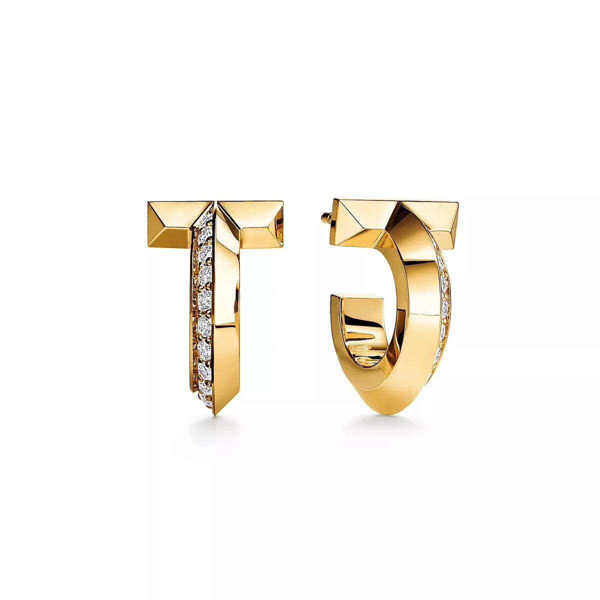 T1 Paved Sculpted Hoop Earrings