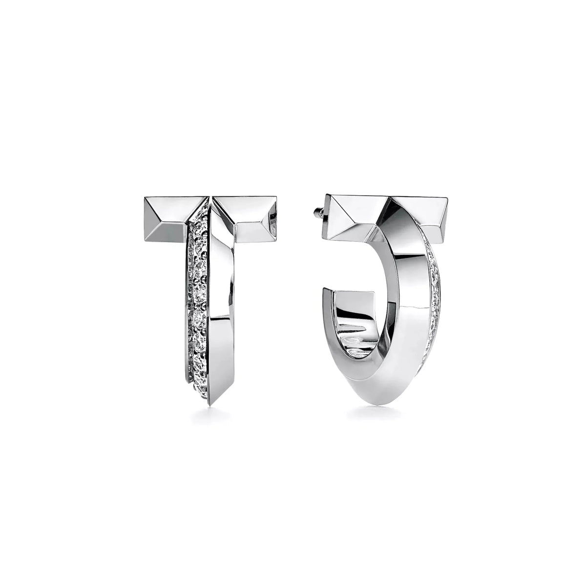 T1 Paved Sculpted Hoop Earrings