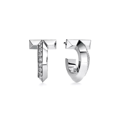 T1 Paved Sculpted Hoop Earrings