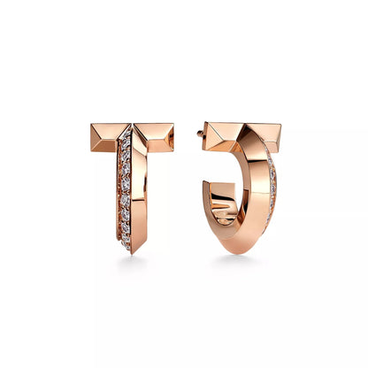 T1 Paved Sculpted Hoop Earrings