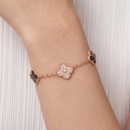Vintage Alhambra 5 Motif Pave Bracelet