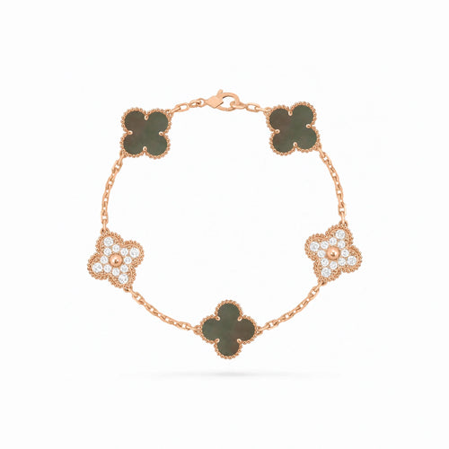 Vintage Alhambra 5 Motif Pave Bracelet