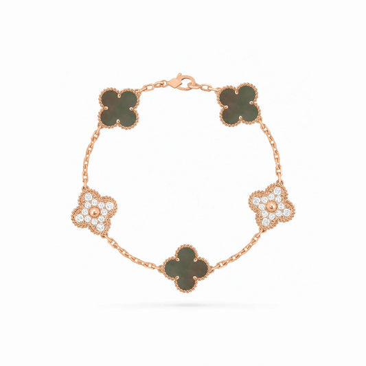 Vintage Alhambra 5 Motif Pave Bracelet