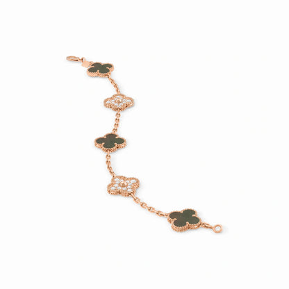 Vintage Alhambra 5 Motif Pave Bracelet