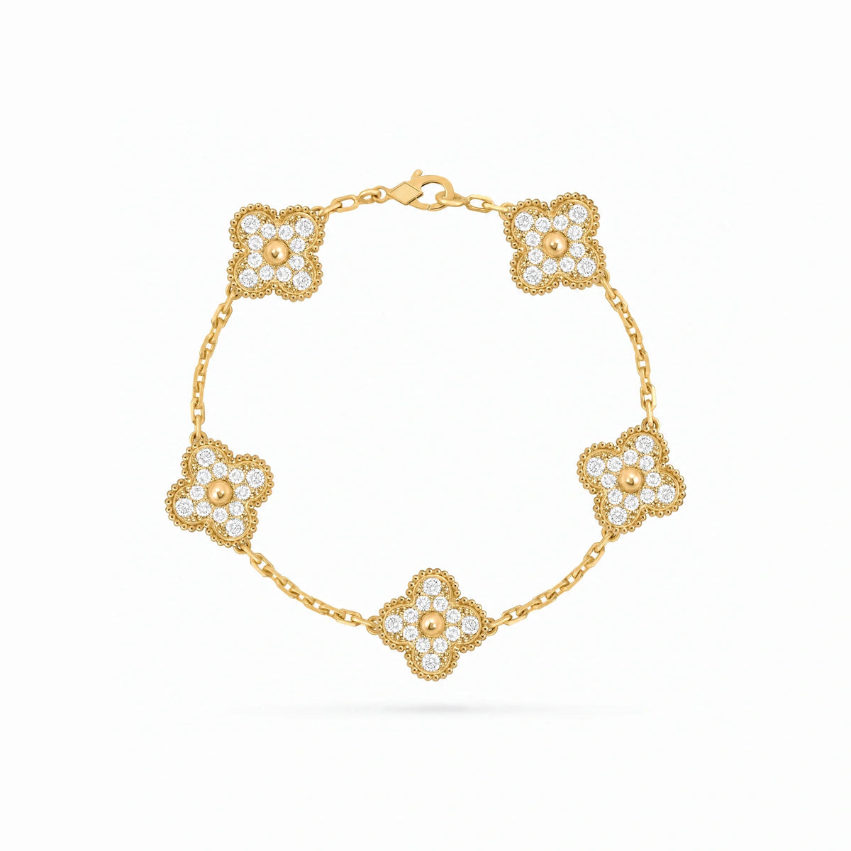 Vintage Alhambra 5 Motif Pave Elegance Bracelet